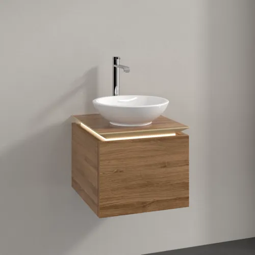 Bild von VILLEROY BOCH Legato Waschbeckenunterschrank, mit Beleuchtung, 1 Auszug, 450 x 380 x 500 mm, Kansas Oak / Kansas Oak #B565L0RH