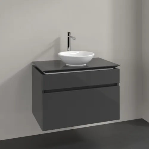 Bild von VILLEROY BOCH Legato Waschbeckenunterschrank, 2 Auszüge, 800 x 550 x 500 mm, Glossy Grey / Glossy Grey #B57000FP