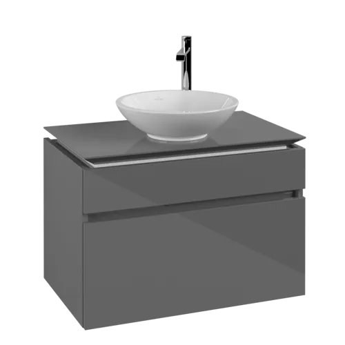 Bild von VILLEROY BOCH Legato Waschbeckenunterschrank, 2 Auszüge, 800 x 550 x 500 mm, Glossy Grey / Glossy Grey #B57000FP