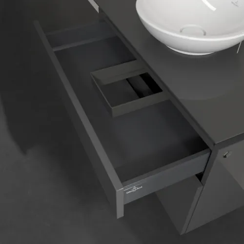 Bild von VILLEROY BOCH Legato Waschbeckenunterschrank, 2 Auszüge, 800 x 550 x 500 mm, Glossy Grey / Glossy Grey #B57000FP