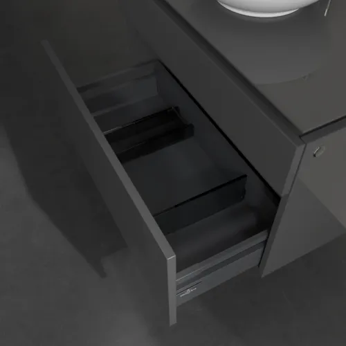Bild von VILLEROY BOCH Legato Waschbeckenunterschrank, 2 Auszüge, 800 x 550 x 500 mm, Glossy Grey / Glossy Grey #B57000FP
