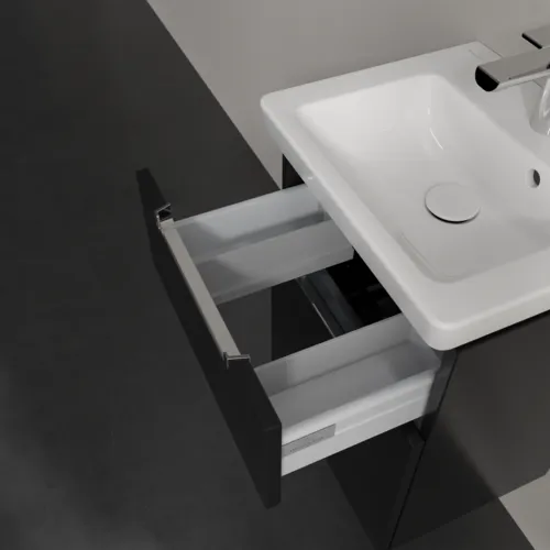 Bild von VILLEROY BOCH Subway 2.0 Waschbeckenunterschrank, 2 Auszüge, 440 x 590 x 351 mm, Black Matt Lacquer #A90610PD
