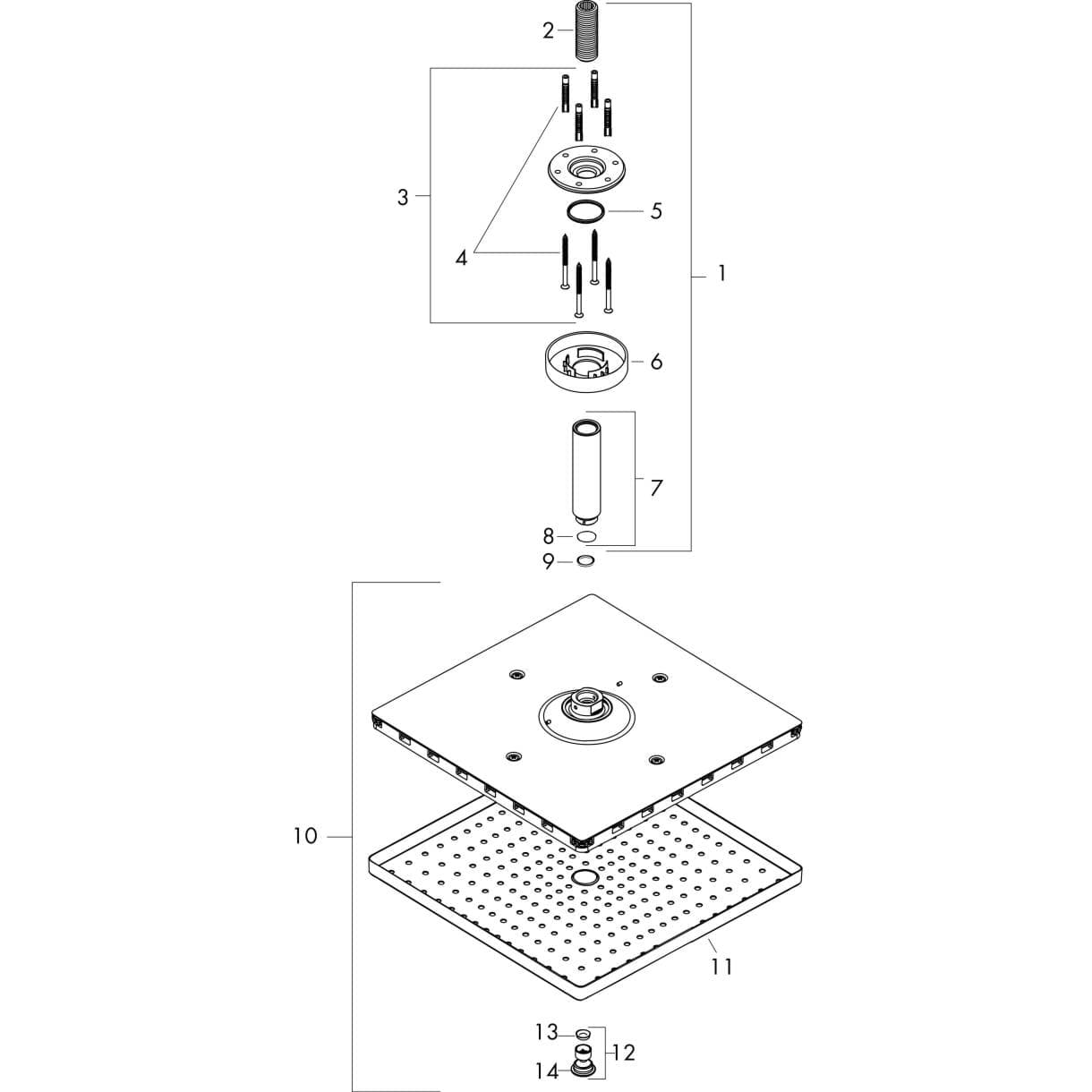 Bild von HANSGROHE Raindance E Overhead shower 300 1jet with ceiling connector Brushed Black Chrome 26250340