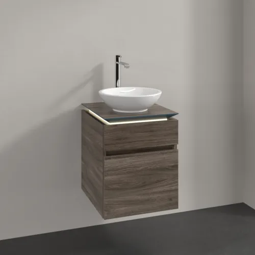 Bild von VILLEROY BOCH Legato Waschbeckenunterschrank, mit Beleuchtung, 2 Auszüge, 450 x 550 x 500 mm, Stone Oak / Stone Oak #B566L0RK