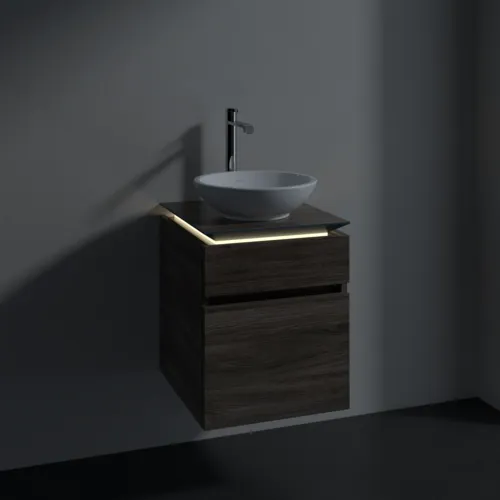 Bild von VILLEROY BOCH Legato Waschbeckenunterschrank, mit Beleuchtung, 2 Auszüge, 450 x 550 x 500 mm, Stone Oak / Stone Oak #B566L0RK