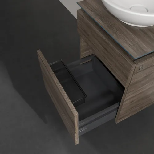 Bild von VILLEROY BOCH Legato Waschbeckenunterschrank, mit Beleuchtung, 2 Auszüge, 450 x 550 x 500 mm, Stone Oak / Stone Oak #B566L0RK