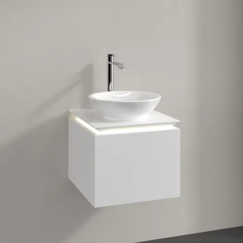 Bild von VILLEROY BOCH Legato Waschbeckenunterschrank, mit Beleuchtung, 1 Auszug, 450 x 380 x 500 mm, White Matt / White Matt #B565L0MS