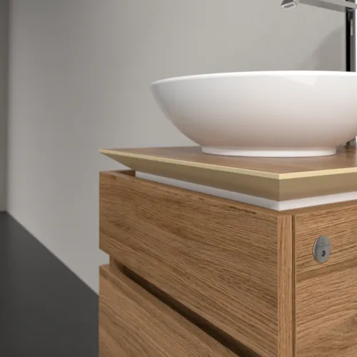 Bild von VILLEROY BOCH Legato Waschbeckenunterschrank, mit Beleuchtung, 2 Auszüge, 450 x 550 x 500 mm, Kansas Oak / Kansas Oak #B566L0RH