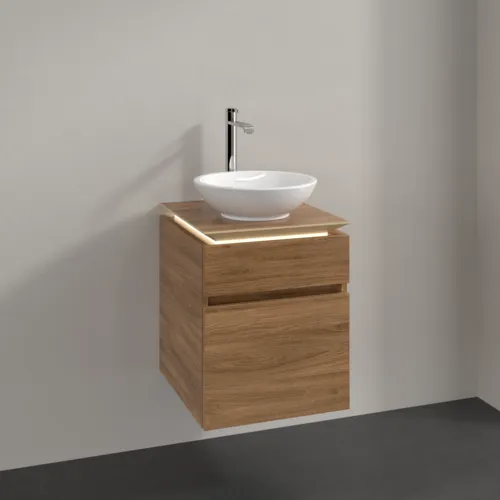Bild von VILLEROY BOCH Legato Waschbeckenunterschrank, mit Beleuchtung, 2 Auszüge, 450 x 550 x 500 mm, Kansas Oak / Kansas Oak #B566L0RH