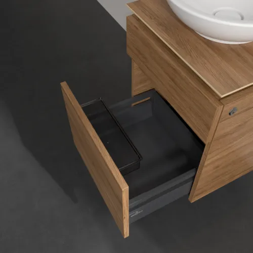 Bild von VILLEROY BOCH Legato Waschbeckenunterschrank, mit Beleuchtung, 2 Auszüge, 450 x 550 x 500 mm, Kansas Oak / Kansas Oak #B566L0RH
