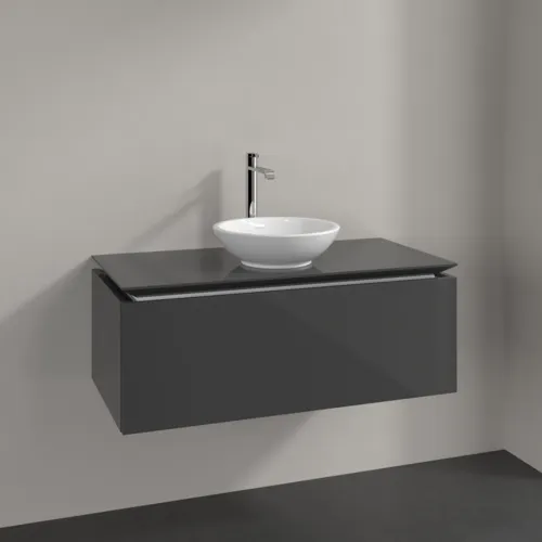 Bild von VILLEROY BOCH Legato Waschbeckenunterschrank, 1 Auszug, 1000 x 380 x 500 mm, Glossy Grey / Glossy Grey #B57100FP