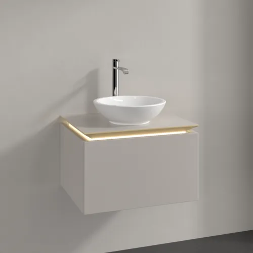 Bild von VILLEROY BOCH Legato Waschbeckenunterschrank, mit Beleuchtung, 1 Auszug, 600 x 380 x 500 mm, Soft Grey / Soft Grey #B567L0VK