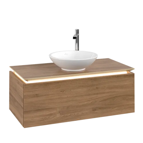 Bild von VILLEROY BOCH Legato Waschbeckenunterschrank, mit Beleuchtung, 1 Auszug, 1000 x 380 x 500 mm, Kansas Oak / Kansas Oak #B571L0RH