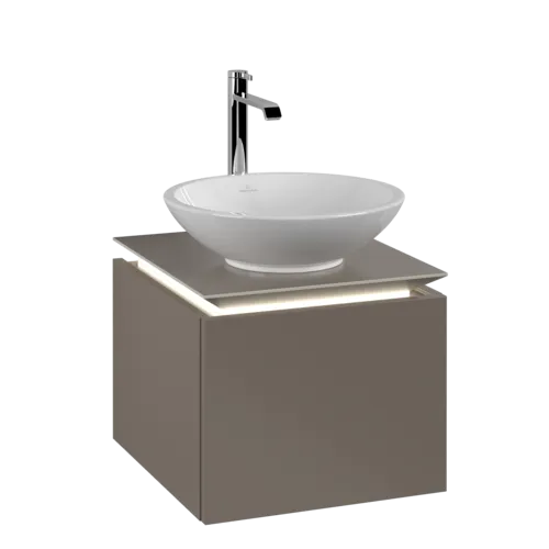 Bild von VILLEROY BOCH Legato Waschbeckenunterschrank, mit Beleuchtung, 1 Auszug, 450 x 380 x 500 mm, Truffle Grey / Truffle Grey #B565L0VG