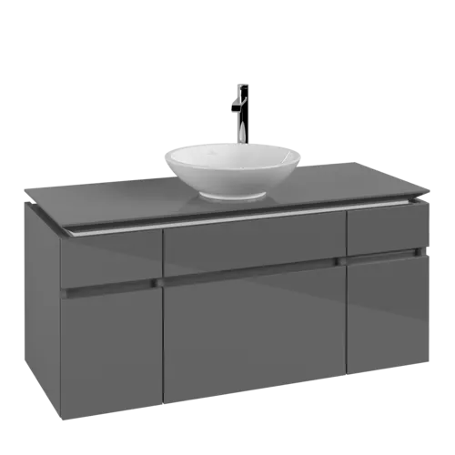 Bild von VILLEROY BOCH Legato Waschbeckenunterschrank, 5 Auszüge, 1200 x 550 x 500 mm, Glossy Grey / Glossy Grey #B57800FP