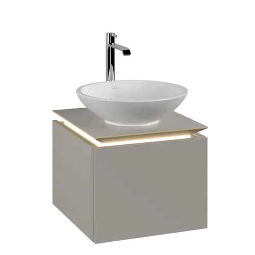 Bild von VILLEROY BOCH Legato Waschbeckenunterschrank, mit Beleuchtung, 1 Auszug, 450 x 380 x 500 mm, Soft Grey / Soft Grey #B565L0VK