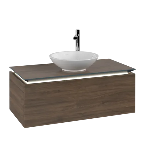 Bild von VILLEROY BOCH Legato Waschbeckenunterschrank, mit Beleuchtung, 1 Auszug, 1000 x 380 x 500 mm, Arizona Oak / Arizona Oak #B571L0VH