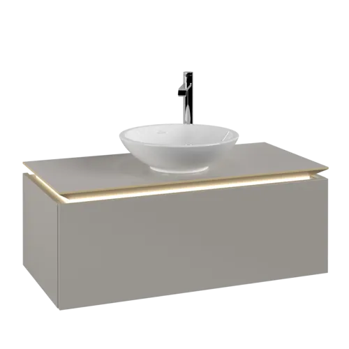 Bild von VILLEROY BOCH Legato Waschbeckenunterschrank, mit Beleuchtung, 1 Auszug, 1000 x 380 x 500 mm, Soft Grey / Soft Grey #B571L0VK