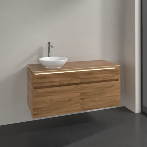Bild von VILLEROY BOCH Legato Waschbeckenunterschrank, mit Beleuchtung, 4 Auszüge, 1200 x 550 x 500 mm, Kansas Oak / Kansas Oak #B580L0RH
