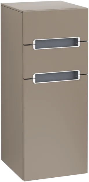 Bild von VILLEROY BOCH Subway 2.0 Seitenschrank, 1 Tür, 2 Schubladen, 356 x 857 x 370 mm, Truffle Grey / Glass Silver Grey #A7131RVG