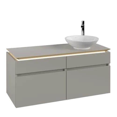 Bild von VILLEROY BOCH Legato Waschbeckenunterschrank, mit Beleuchtung, 4 Auszüge, 1200 x 550 x 500 mm, Soft Grey / Soft Grey #B582L0VK