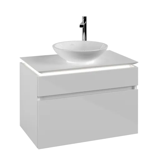 Bild von VILLEROY BOCH Legato Waschbeckenunterschrank, mit Beleuchtung, 2 Auszüge, 800 x 550 x 500 mm, Glossy White / Glossy White #B570L0DH