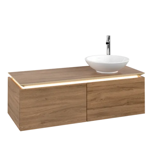 Bild von VILLEROY BOCH Legato Waschbeckenunterschrank, mit Beleuchtung, 2 Auszüge, 1200 x 380 x 500 mm, Kansas Oak / Kansas Oak #B581L0RH