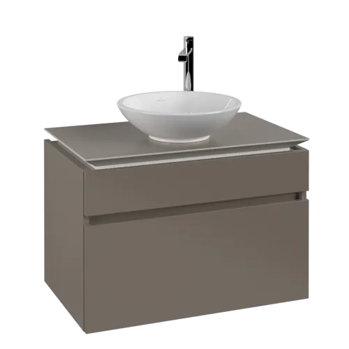 Bild von VILLEROY BOCH Legato Waschbeckenunterschrank, 2 Auszüge, 800 x 550 x 500 mm, Truffle Grey / Truffle Grey #B57000VG