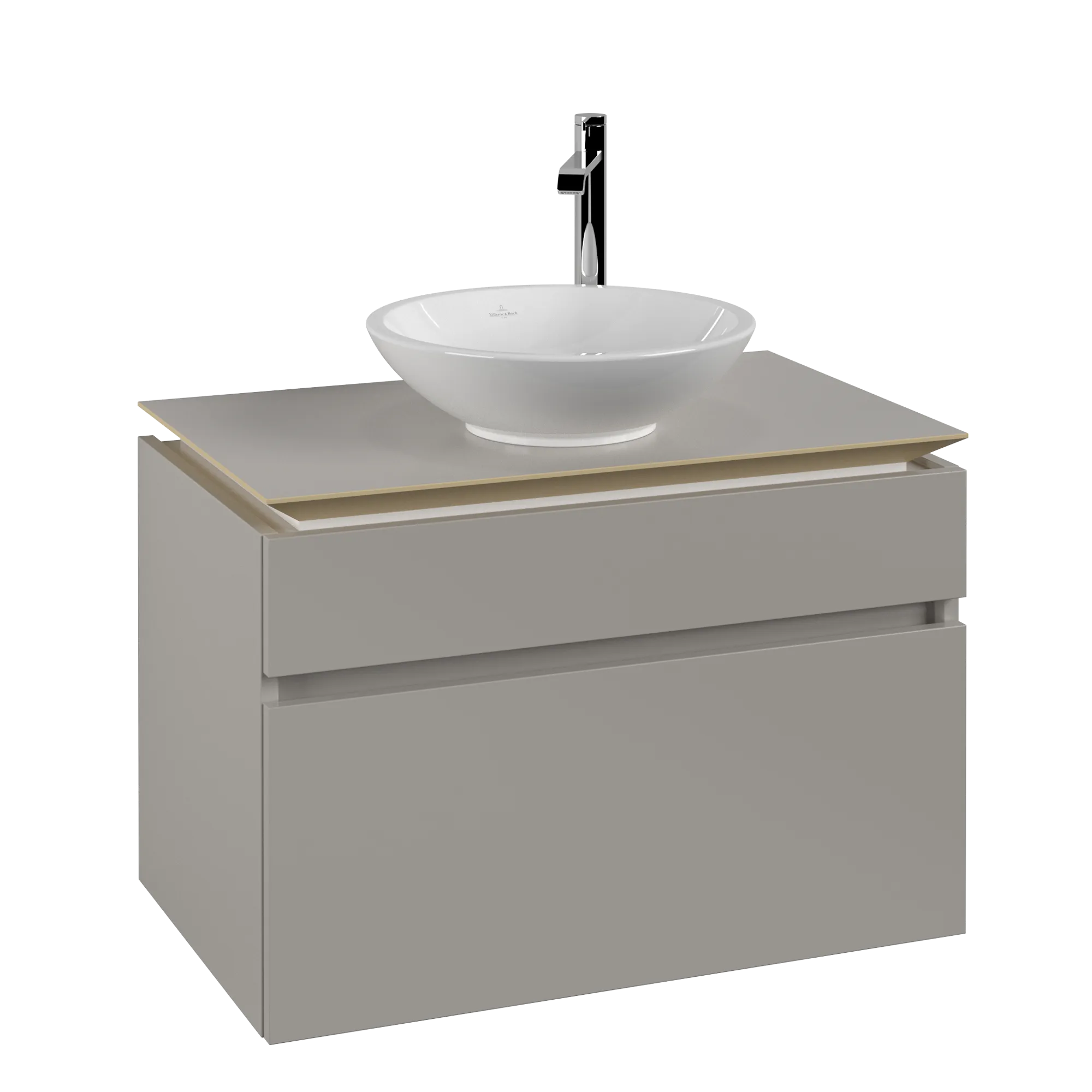 Bild von VILLEROY BOCH Legato Waschbeckenunterschrank, 2 Auszüge, 800 x 550 x 500 mm, Soft Grey / Soft Grey #B57000VK