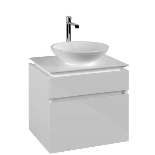 Bild von VILLEROY BOCH Legato Waschbeckenunterschrank, 2 Auszüge, 600 x 550 x 500 mm, Glossy White / Glossy White #B56800DH