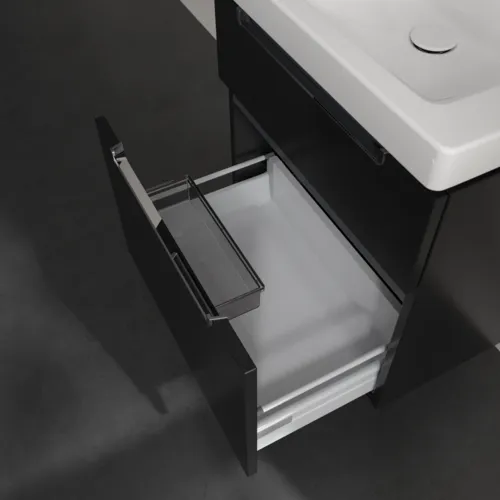 Bild von VILLEROY BOCH Subway 2.0 Waschbeckenunterschrank, 2 Auszüge, 587 x 590 x 454 mm, Black Matt Lacquer #A90910PD
