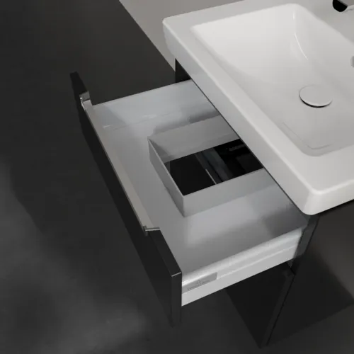 Bild von VILLEROY BOCH Subway 2.0 Waschbeckenunterschrank, 2 Auszüge, 587 x 590 x 454 mm, Black Matt Lacquer #A90910PD