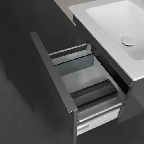 Picture of VILLEROY BOCH Venticello Vanity unit, 1 pull-out compartment, 553 x 420 x 502 mm, Glossy Grey / Glossy Grey #A93201FP