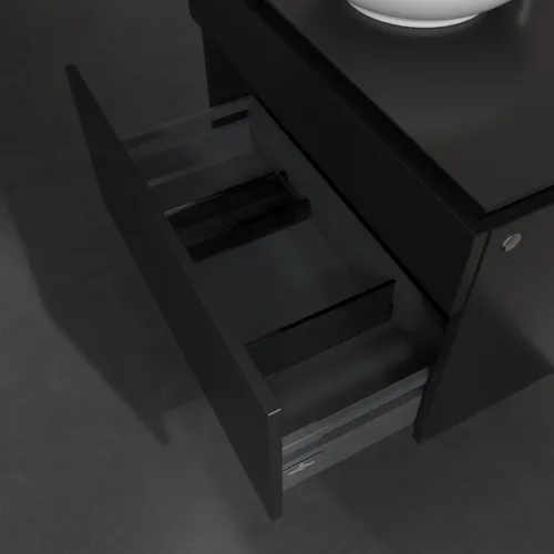 Bild von VILLEROY BOCH Legato Waschbeckenunterschrank, 2 Auszüge, 800 x 550 x 500 mm, Black Matt Lacquer / Black Matt Lacquer #B57000PD