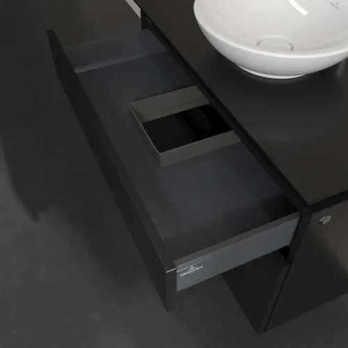 Bild von VILLEROY BOCH Legato Waschbeckenunterschrank, 2 Auszüge, 800 x 550 x 500 mm, Black Matt Lacquer / Black Matt Lacquer #B57000PD