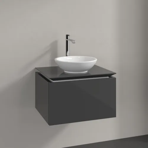 Bild von VILLEROY BOCH Legato Waschbeckenunterschrank, 1 Auszug, 600 x 380 x 500 mm, Glossy Grey / Glossy Grey #B56700FP