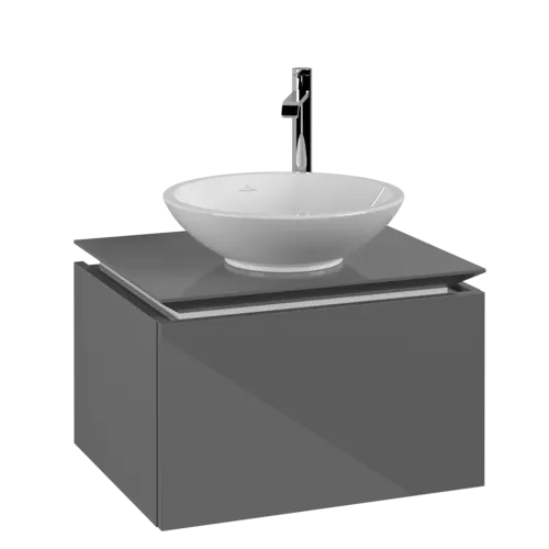 Bild von VILLEROY BOCH Legato Waschbeckenunterschrank, 1 Auszug, 600 x 380 x 500 mm, Glossy Grey / Glossy Grey #B56700FP