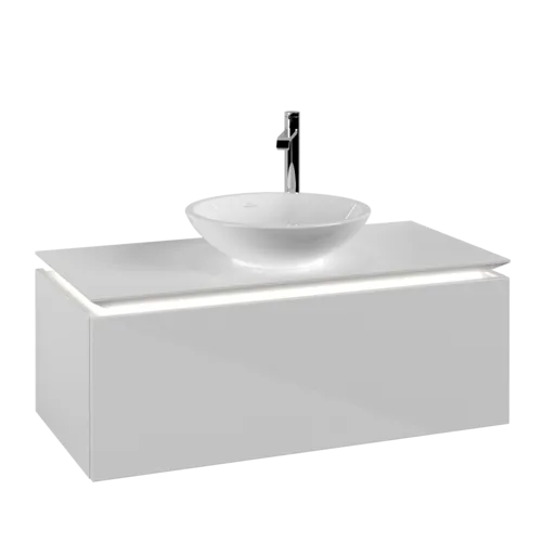 Bild von VILLEROY BOCH Legato Waschbeckenunterschrank, mit Beleuchtung, 1 Auszug, 1000 x 380 x 500 mm, Glossy White / Glossy White #B571L0DH