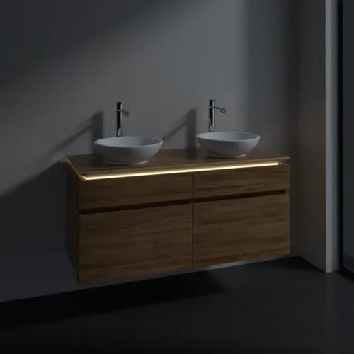 Bild von VILLEROY BOCH Legato Waschbeckenunterschrank, mit Beleuchtung, 4 Auszüge, 1200 x 550 x 500 mm, Kansas Oak / Kansas Oak #B584L0RH