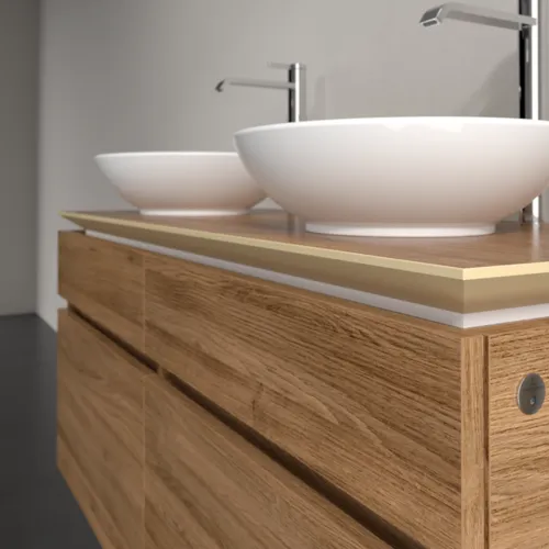 Bild von VILLEROY BOCH Legato Waschbeckenunterschrank, mit Beleuchtung, 4 Auszüge, 1200 x 550 x 500 mm, Kansas Oak / Kansas Oak #B584L0RH