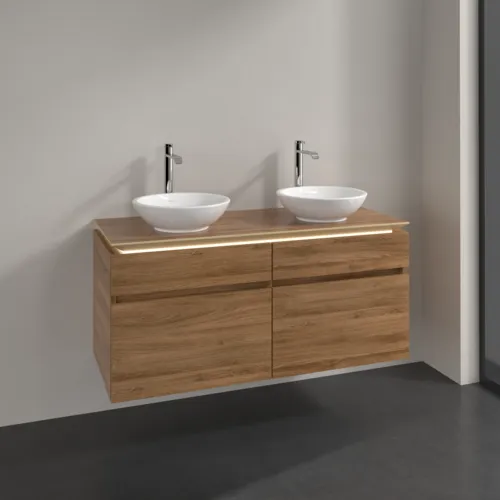 Bild von VILLEROY BOCH Legato Waschbeckenunterschrank, mit Beleuchtung, 4 Auszüge, 1200 x 550 x 500 mm, Kansas Oak / Kansas Oak #B584L0RH