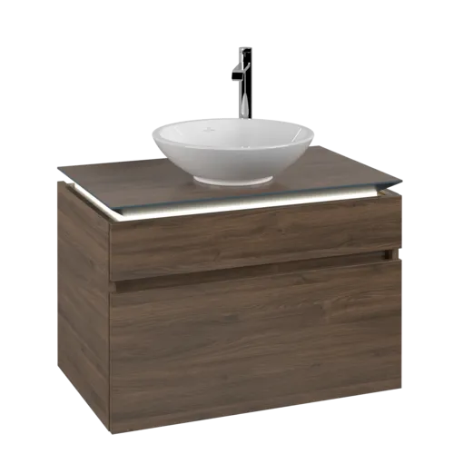 Bild von VILLEROY BOCH Legato Waschbeckenunterschrank, mit Beleuchtung, 2 Auszüge, 800 x 550 x 500 mm, Arizona Oak / Arizona Oak #B570L0VH