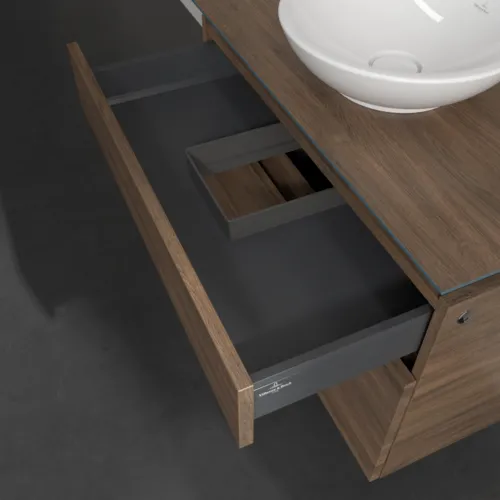 Bild von VILLEROY BOCH Legato Waschbeckenunterschrank, mit Beleuchtung, 2 Auszüge, 800 x 550 x 500 mm, Arizona Oak / Arizona Oak #B570L0VH