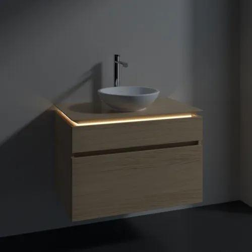 Bild von VILLEROY BOCH Legato Waschbeckenunterschrank, mit Beleuchtung, 2 Auszüge, 800 x 550 x 500 mm, Nordic Oak / Nordic Oak #B570L0VJ