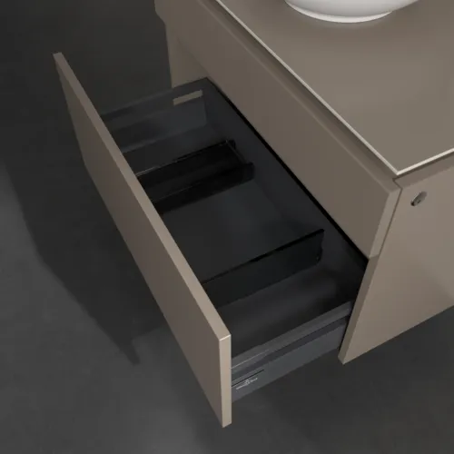 Bild von VILLEROY BOCH Legato Waschbeckenunterschrank, mit Beleuchtung, 2 Auszüge, 800 x 550 x 500 mm, Truffle Grey / Truffle Grey #B570L0VG
