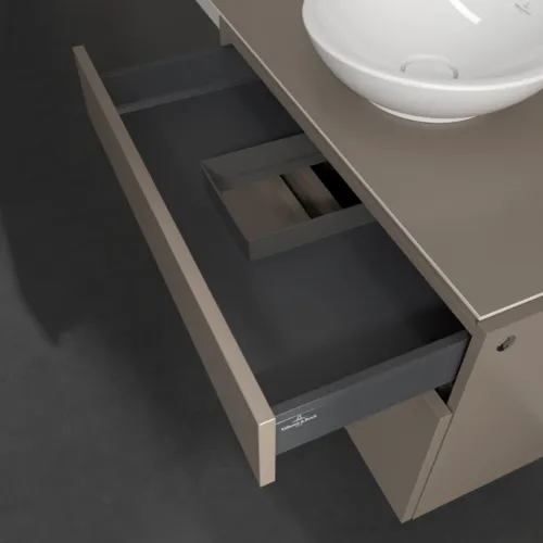 Bild von VILLEROY BOCH Legato Waschbeckenunterschrank, mit Beleuchtung, 2 Auszüge, 800 x 550 x 500 mm, Truffle Grey / Truffle Grey #B570L0VG