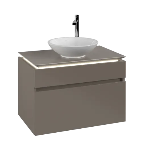 Bild von VILLEROY BOCH Legato Waschbeckenunterschrank, mit Beleuchtung, 2 Auszüge, 800 x 550 x 500 mm, Truffle Grey / Truffle Grey #B570L0VG