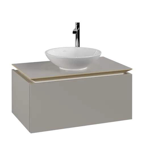 Bild von VILLEROY BOCH Legato Waschbeckenunterschrank, 1 Auszug, 800 x 380 x 500 mm, Soft Grey / Soft Grey #B56900VK