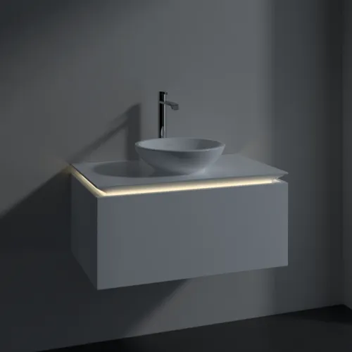Bild von VILLEROY BOCH Legato Waschbeckenunterschrank, mit Beleuchtung, 1 Auszug, 800 x 380 x 500 mm, Glossy White / Glossy White #B569L0DH