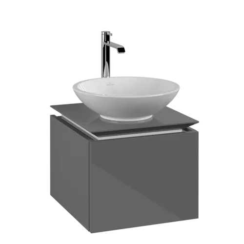 Bild von VILLEROY BOCH Legato Waschbeckenunterschrank, 1 Auszug, 450 x 380 x 500 mm, Glossy Grey / Glossy Grey #B56500FP